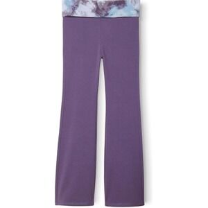 NWT Happy Nation Girls Cotton Fold Over Flare Pants - Color Purple Haze - Size M
